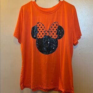 Orange Shirt with Black Minnie Mouse Graphic